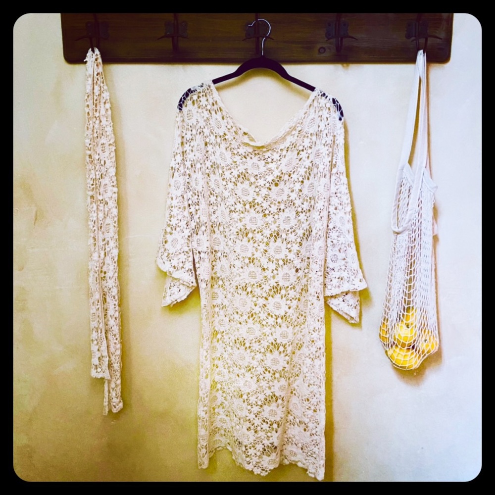 Venus Boho Sunflower Crochet Dress with Sash